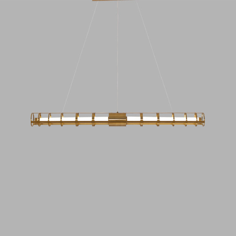 Modern Style Linear Shape Island Pendants Metal Pendant Lights in Gold for Dining Room