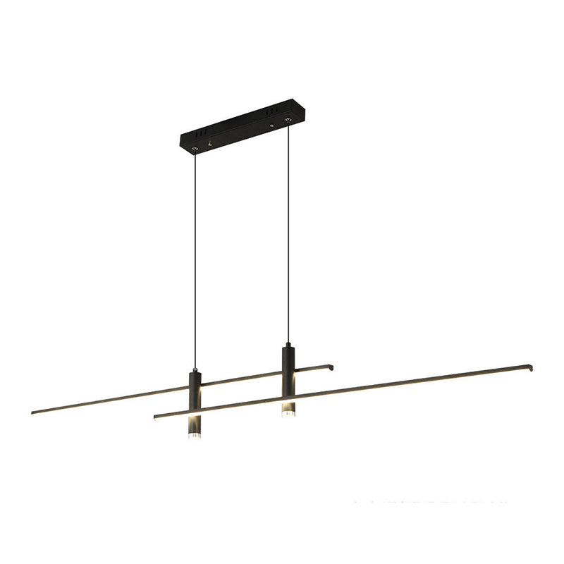 Linear Hanging Island Lights Modern Metal Chandelier Light Fixture for Dining Room