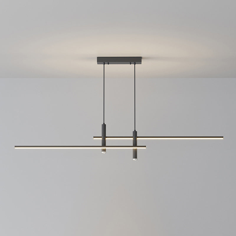 Linear Hanging Island Lights Modern Metal Chandelier Light Fixture for Dining Room
