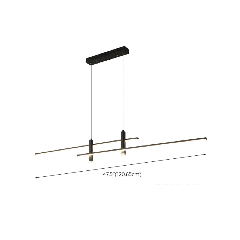 Linear Hanging Island Lights Modern Metal Chandelier Light Fixture for Dining Room
