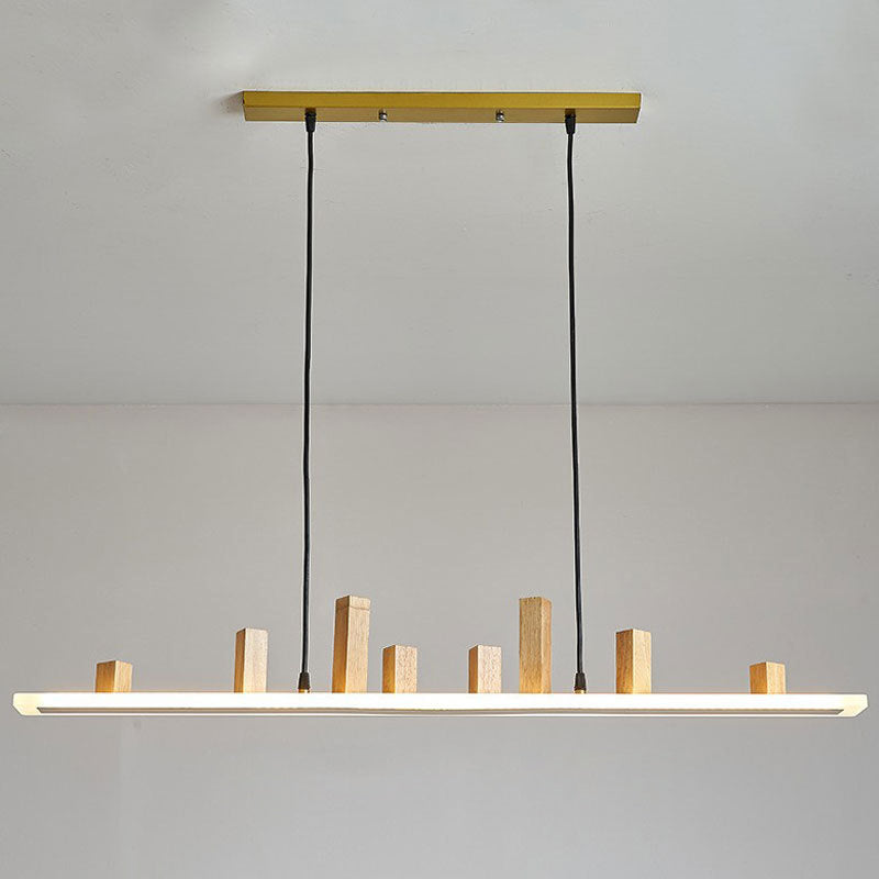 Wood Linear Island Lighting Modern 1-Light Island Pendant Lights