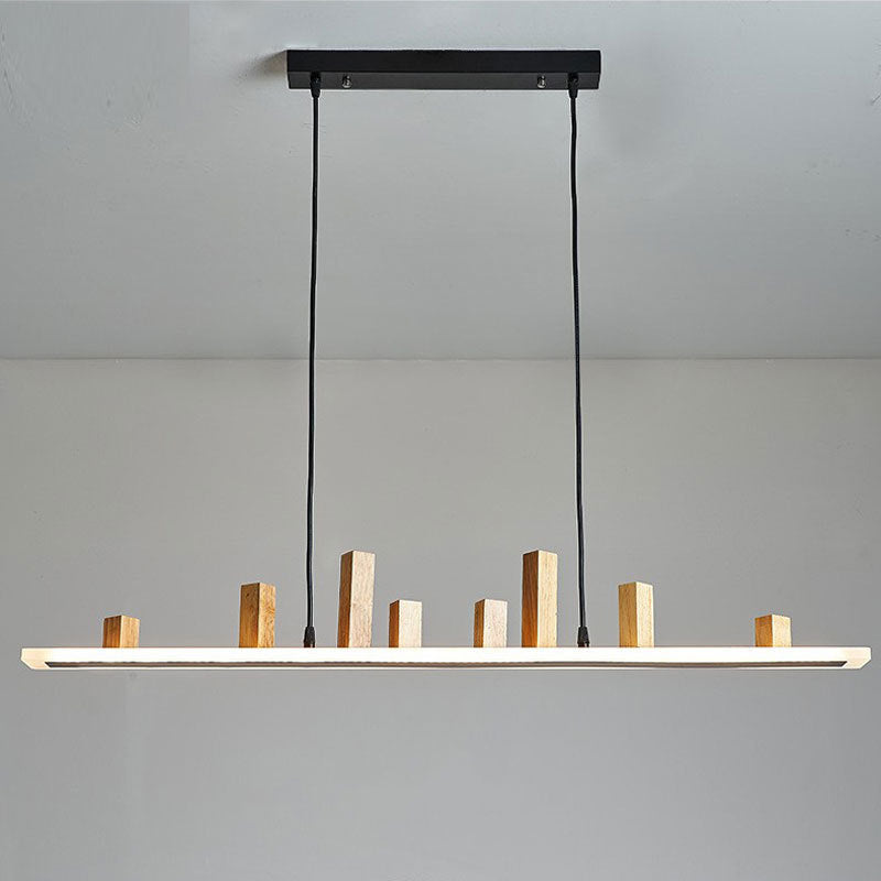 Wood Linear Island Lighting Modern 1-Light Island Pendant Lights
