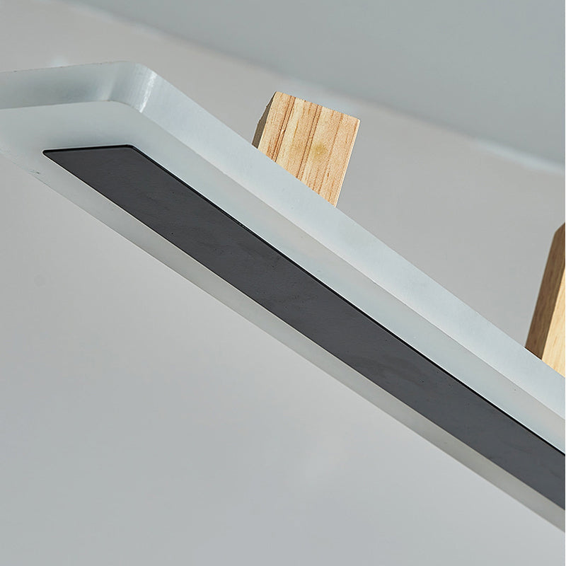 Wood Linear Island Lighting Modern 1-Light Island Pendant Lights