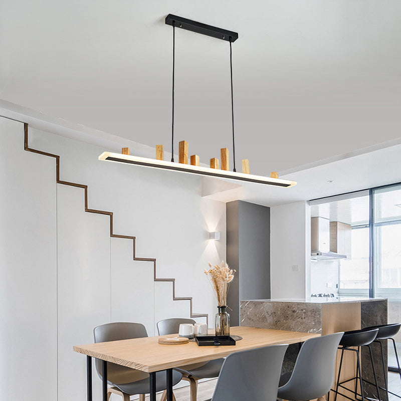Wood Linear Island Lighting Modern 1-Light Island Pendant Lights