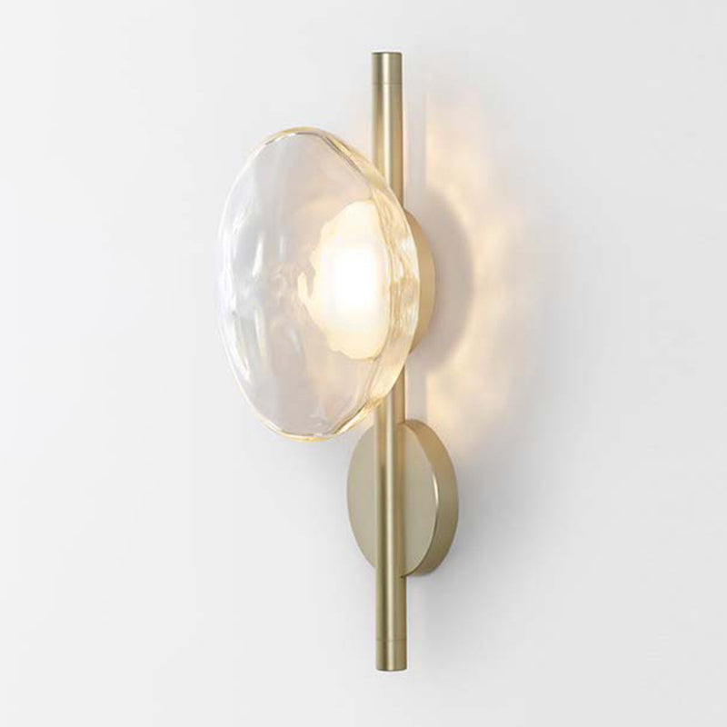 Modern Metal Wall Sconce Circular Shape Wall Light with Glass Shade for Living Room