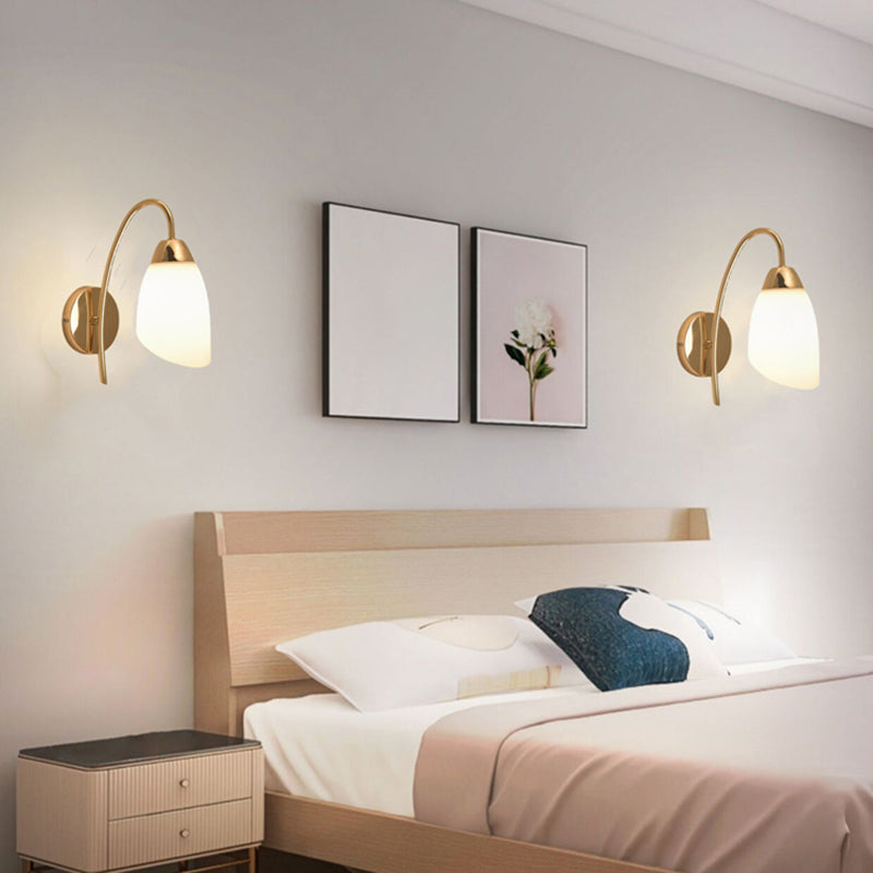 Light Luxury Wall Mount Light Geometry Shape Wall Lamp with Glass Shade for Bedroom