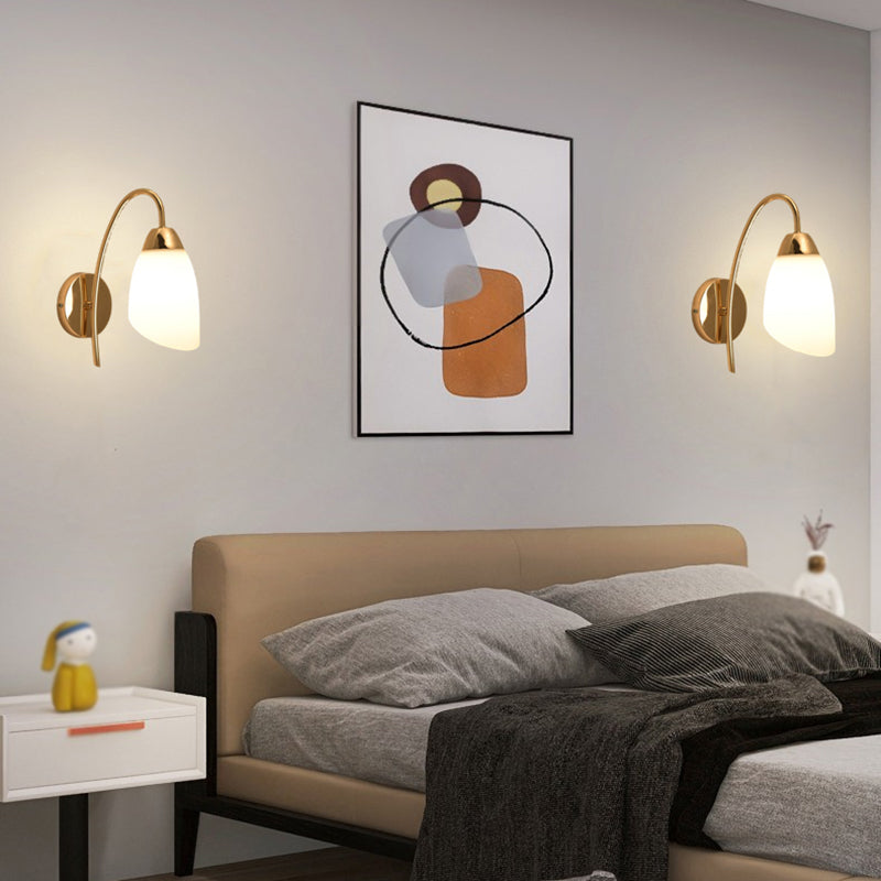 Light Luxury Wall Mount Light Geometry Shape Wall Lamp with Glass Shade for Bedroom