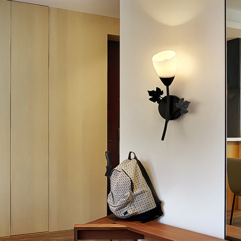 Contemporary Wall Sconce Flower Sconce Lighting with Glass for Bedroom