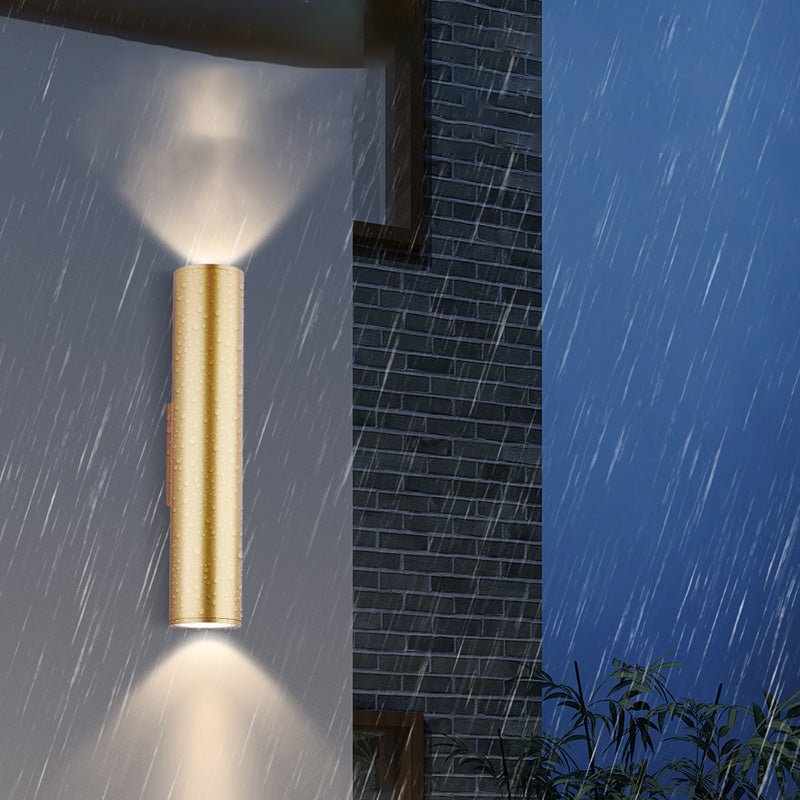 Cylinder Shape Wall Mount Lamp Modern Style Metal 2 Lights Sconce Lamp in Gold