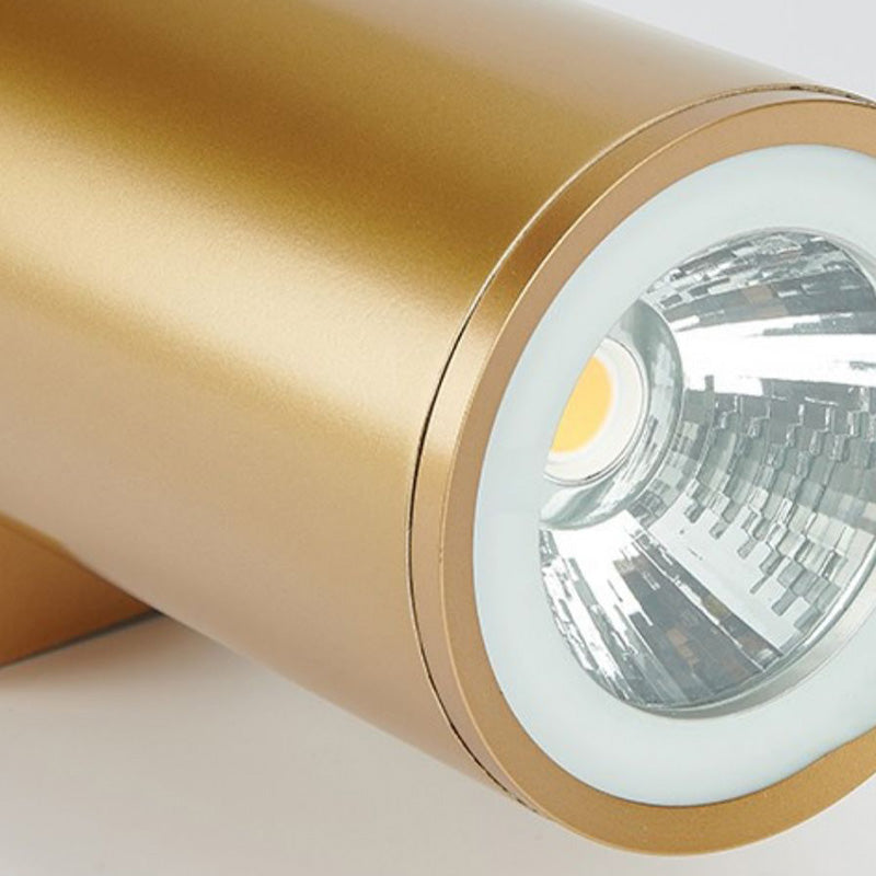 Cylinder Shape Wall Mount Lamp Modern Style Metal 2 Lights Sconce Lamp in Gold
