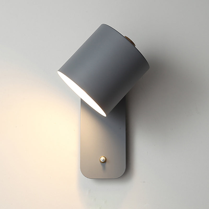 Nordic Style Colorful Wall Light Cylinder Shape Adjustable Wall Lamp for Bedroom