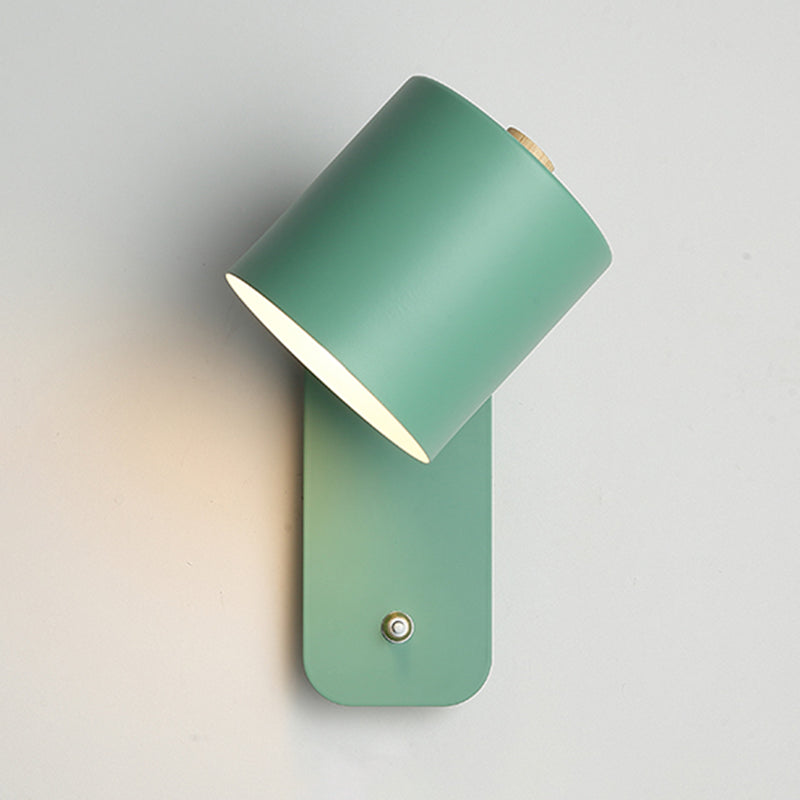 Nordic Style Colorful Wall Light Cylinder Shape Adjustable Wall Lamp for Bedroom