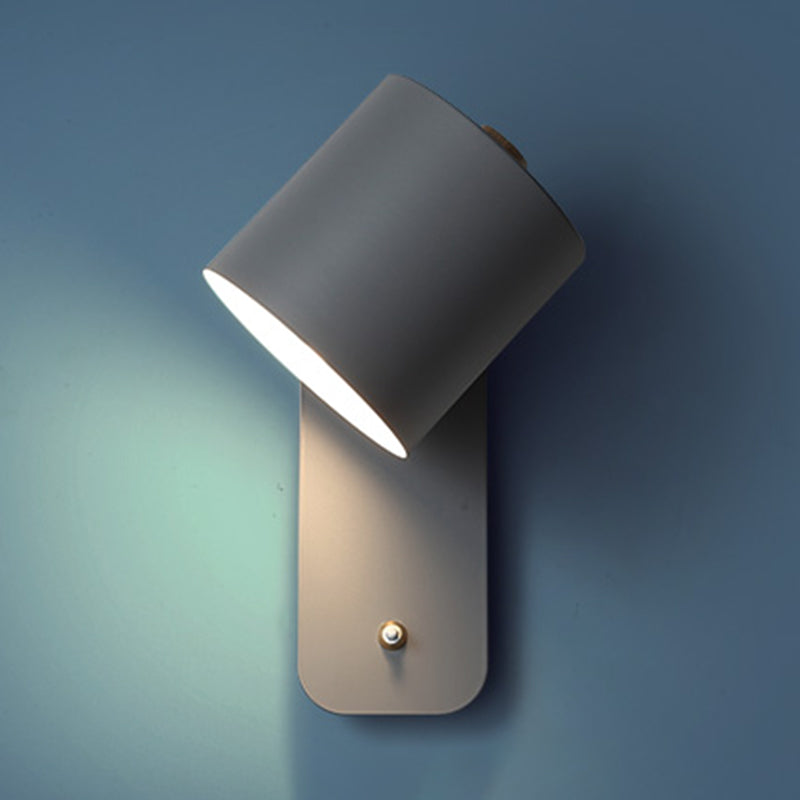 Nordic Style Colorful Wall Light Cylinder Shape Adjustable Wall Lamp for Bedroom