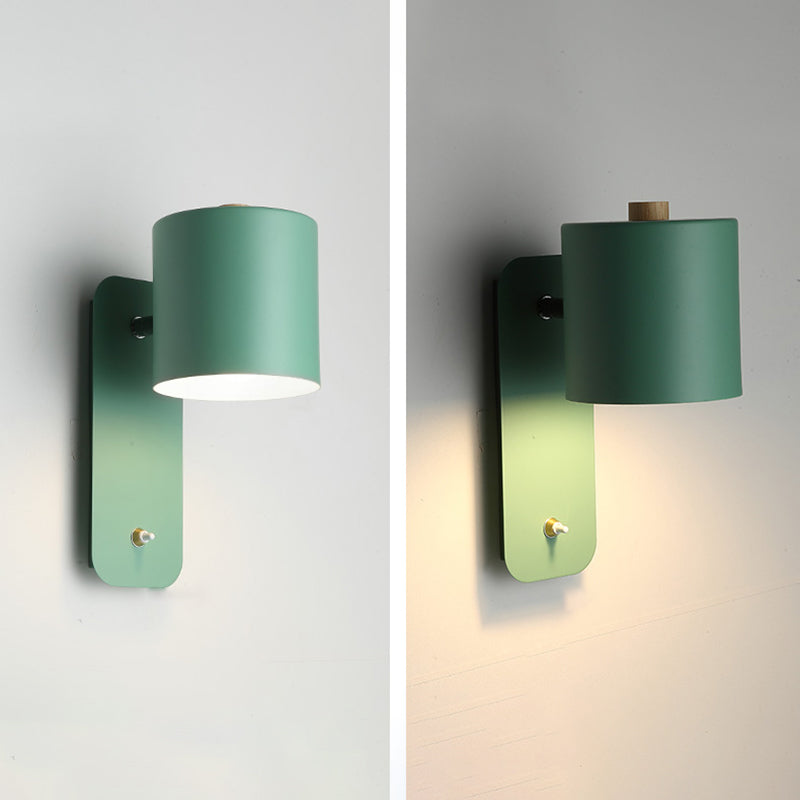 Nordic Style Colorful Wall Light Cylinder Shape Adjustable Wall Lamp for Bedroom