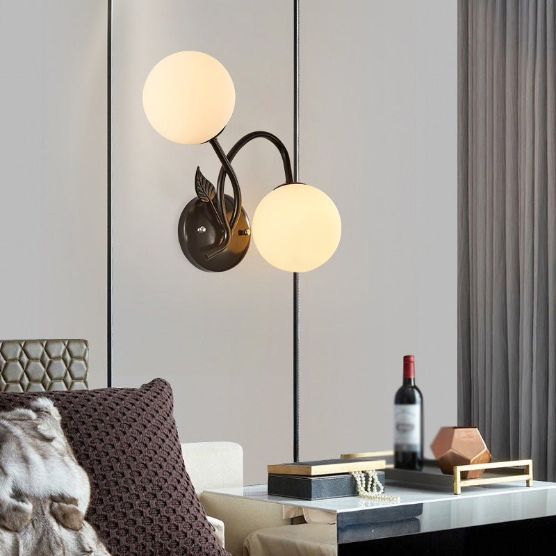 Modern Sconce Light Fixture 2-Light Wall Sconce with Metal and Glass for Living Room