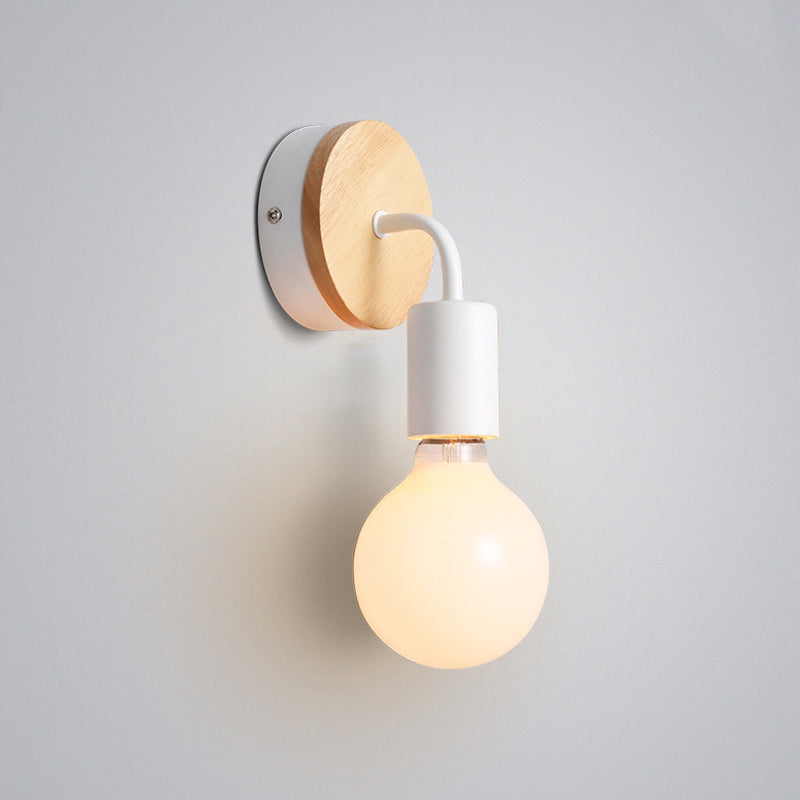 Nordic Style Wooden Vanity Light Circle Shape Vanity Lamp for Shower Room