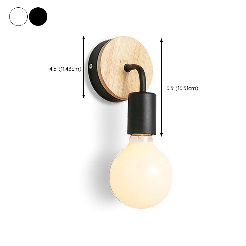 Nordic Style Wooden Vanity Light Circle Shape Vanity Lamp for Shower Room