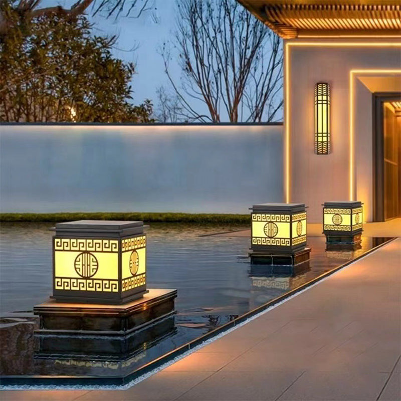 Modern LED Pillar Lighting Fixture Creative Solar Light for Garden