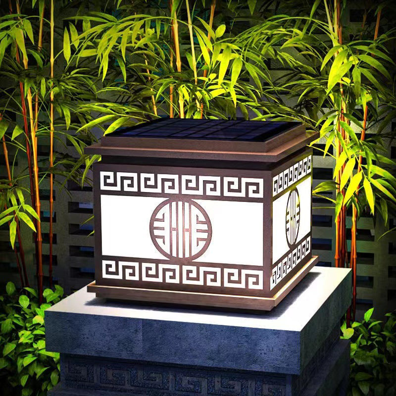 Modern LED Pillar Lighting Fixture Creative Solar Light for Garden