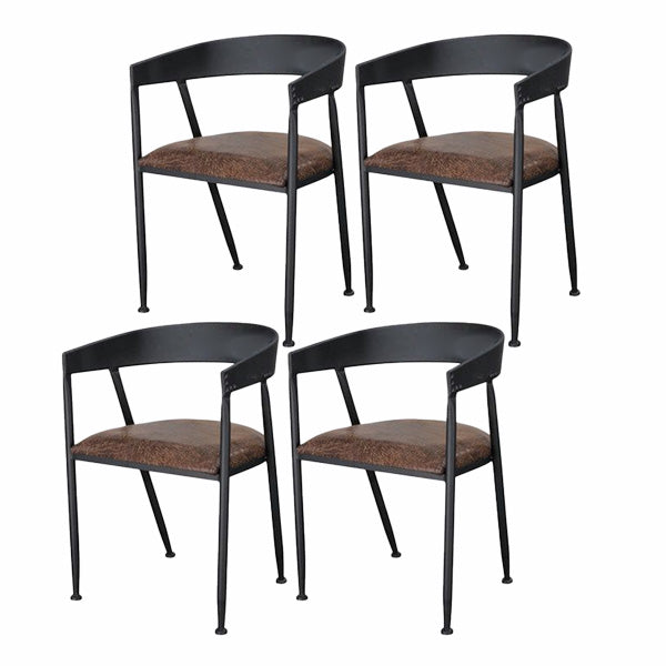 Metal Open Back Dining Chairs Industrial Upholstered Dining Chairs