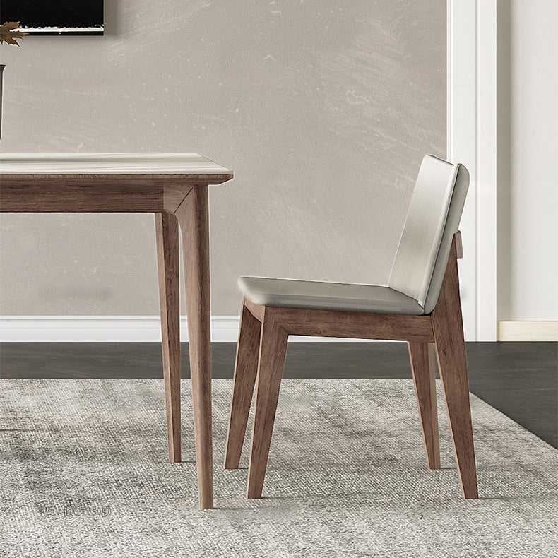 Industrial Parsons Chair Solid Wood Legs Upholstered Side Chair