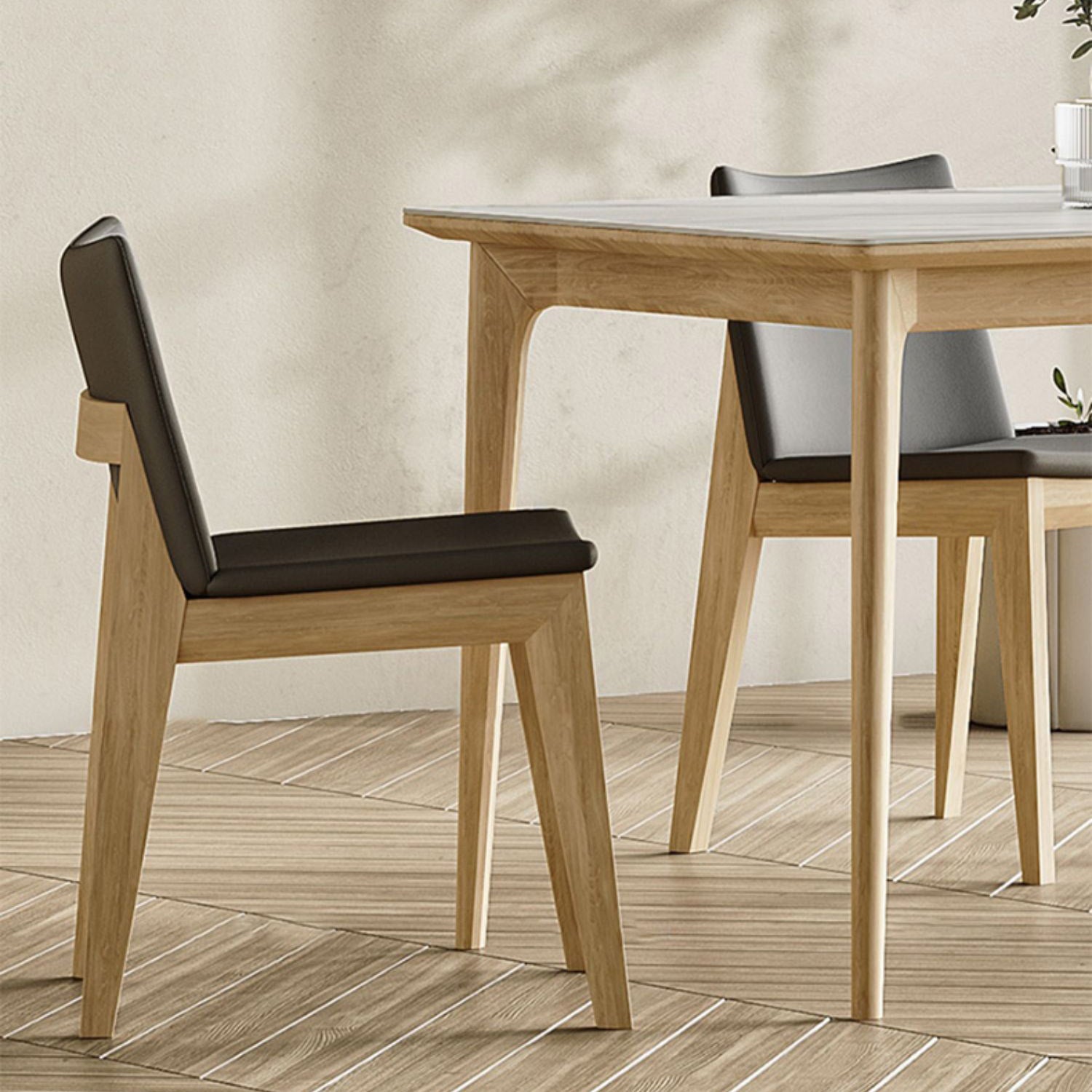 Industrial Parsons Chair Solid Wood Legs Upholstered Side Chair