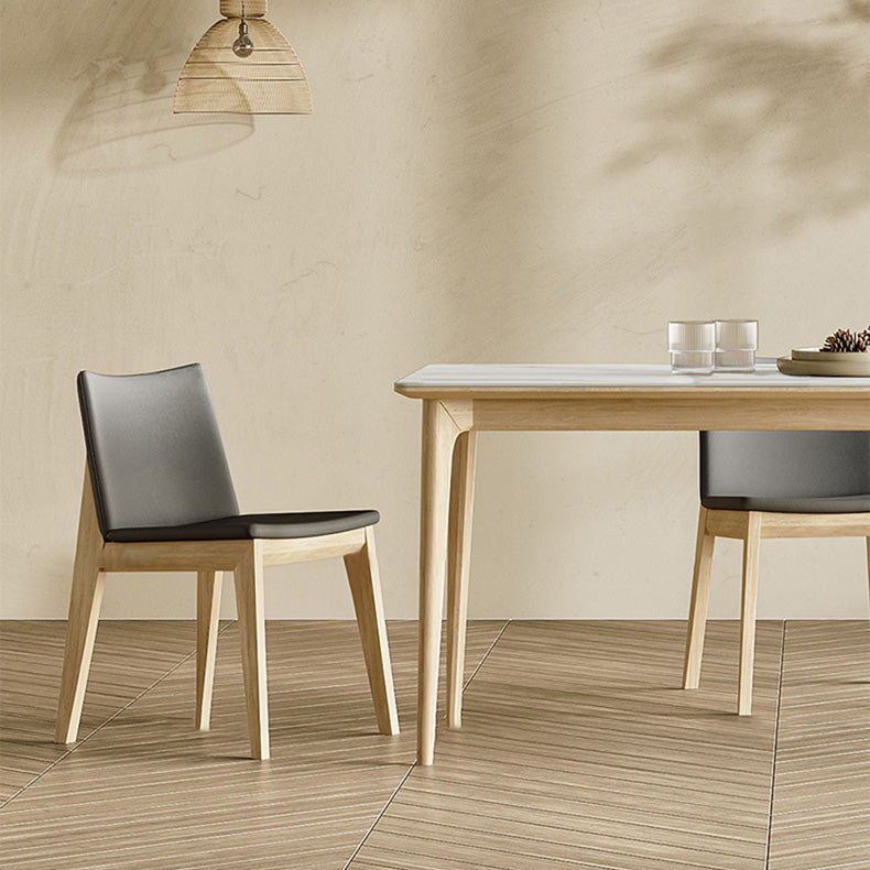 Industrial Parsons Chair Solid Wood Legs Upholstered Side Chair