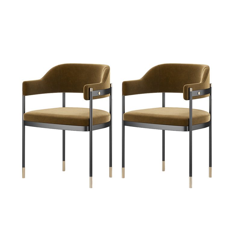 Contemporary Kitchen Dining Chair Upholstered Black Legs Arm Chair