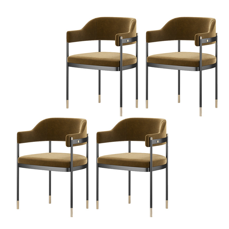 Contemporary Kitchen Dining Chair Upholstered Black Legs Arm Chair