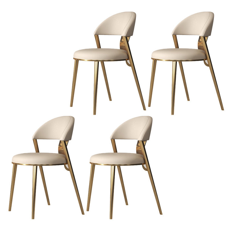 Dining Room Armless Side Chair Glam Faux Leather Dining Chair