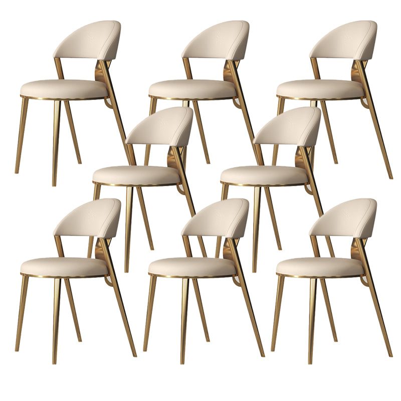 Dining Room Armless Side Chair Glam Faux Leather Dining Chair