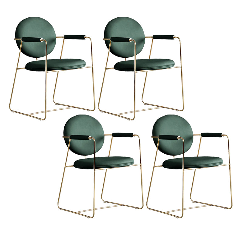 Glam Upholstered Dining Side Chair Gold Legs Kitchen Arm Chair