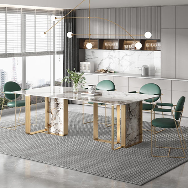 Glam Upholstered Dining Side Chair Gold Legs Kitchen Arm Chair