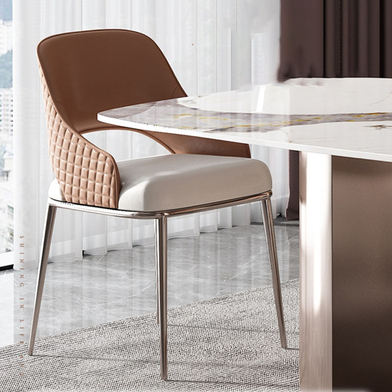 Dining Room Arm Chair Metal Legs Dining Side Chair with Upholstered