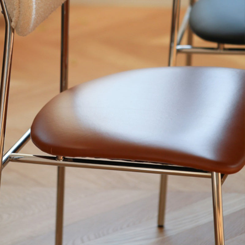 Contemporary Indoor Side Chair Silver Legs Open Back Dining Chair