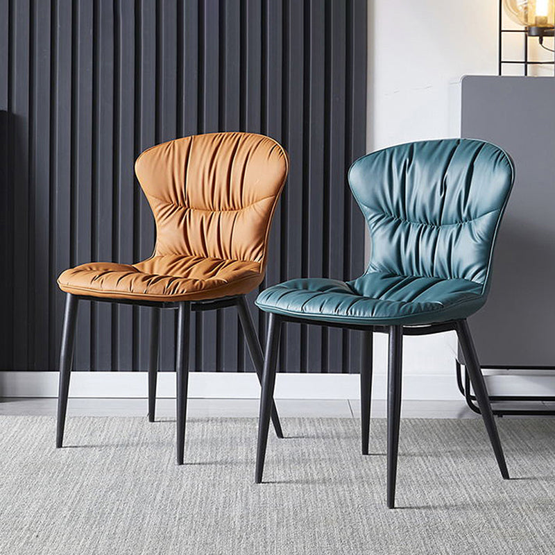 Faux Leather Side Chair Black Legs Dining Room Parsons Chair