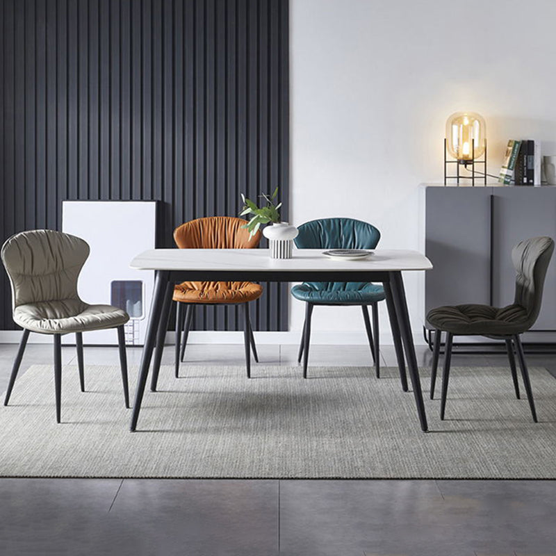 Faux Leather Side Chair Black Legs Dining Room Parsons Chair