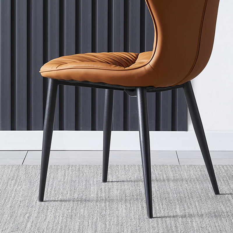 Faux Leather Side Chair Black Legs Dining Room Parsons Chair