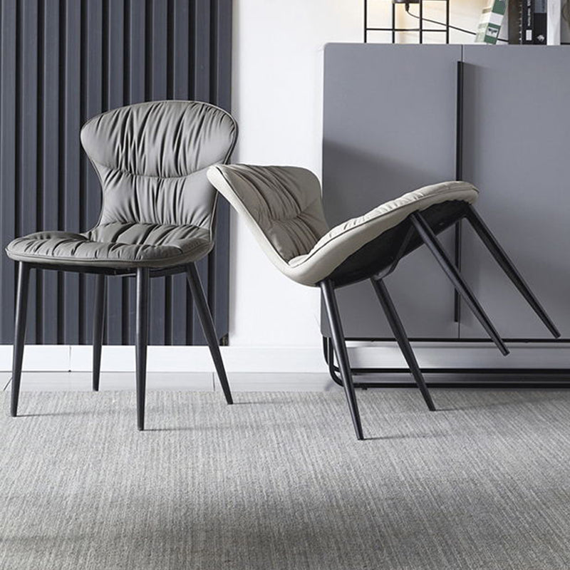 Faux Leather Side Chair Black Legs Dining Room Parsons Chair