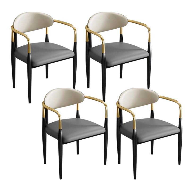 Contemporary Metal Dining Chair Black Legs Dining Room Arm Chair