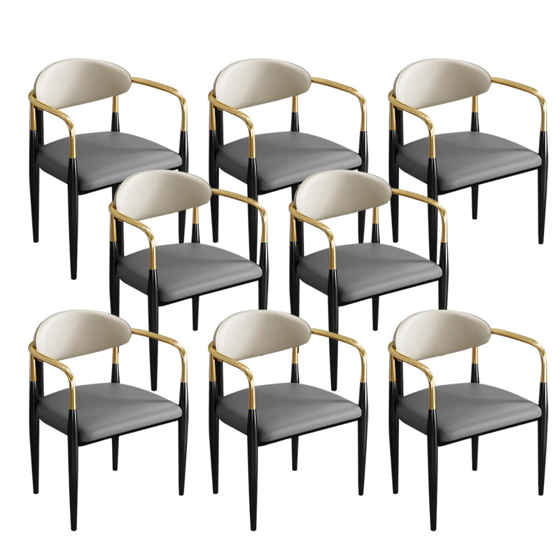 Contemporary Metal Dining Chair Black Legs Dining Room Arm Chair