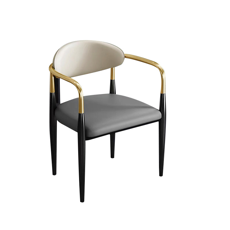 Contemporary Metal Dining Chair Black Legs Dining Room Arm Chair