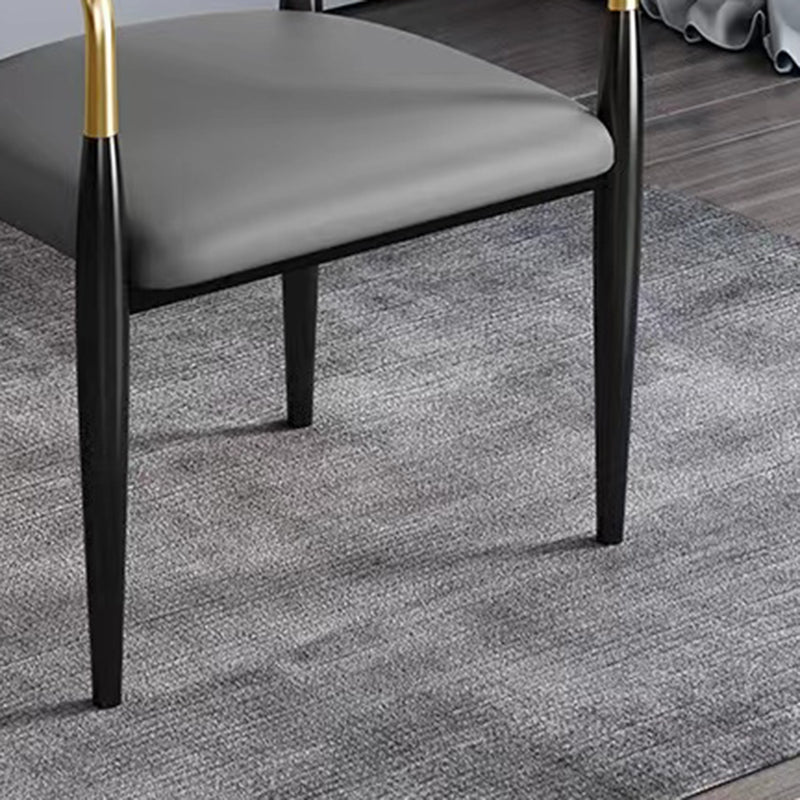 Contemporary Metal Dining Chair Black Legs Dining Room Arm Chair