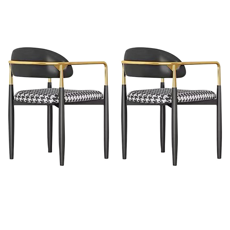 Contemporary Metal Dining Chair Black Legs Dining Room Arm Chair