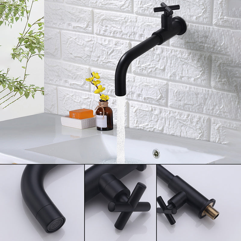 Contemporary Wall Mounted Bathroom Faucet Cross Handle Solid Brass Faucet