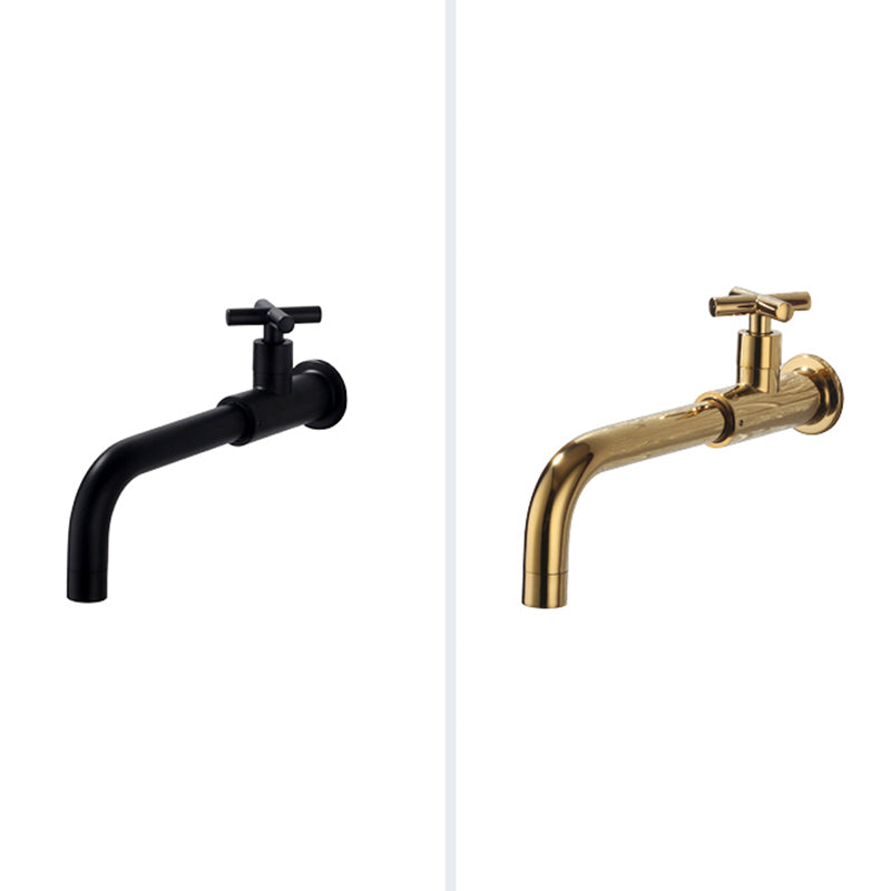 Contemporary Wall Mounted Bathroom Faucet Cross Handle Solid Brass Faucet