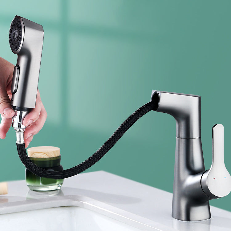 Contemporary Sink Faucet Plian Low Arc Brass Centerset Lavatory Faucet