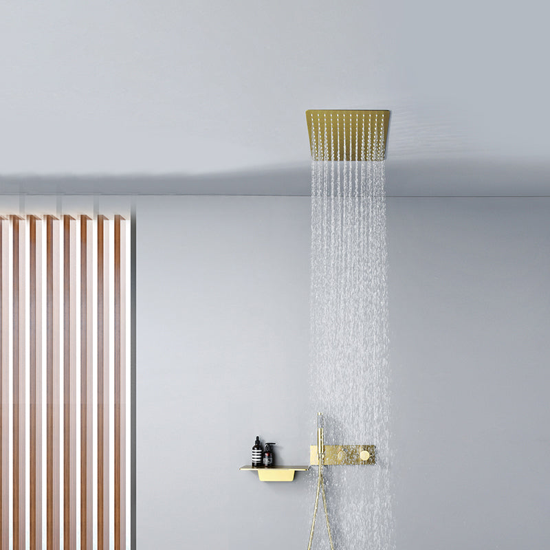 Modern Shower System Brass Temperature Control Fixed Shower Head Shower Combo