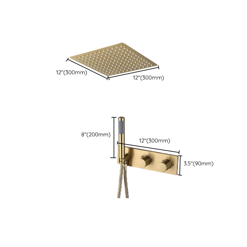 Modern Shower System Brass Temperature Control Fixed Shower Head Shower Combo