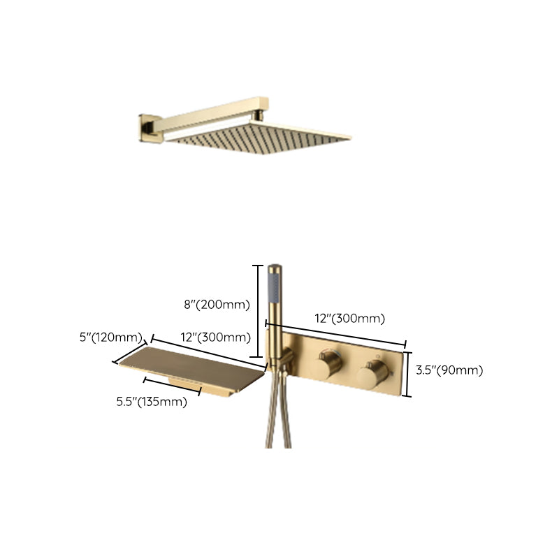 Modern Shower System Brass Temperature Control Fixed Shower Head Shower Combo